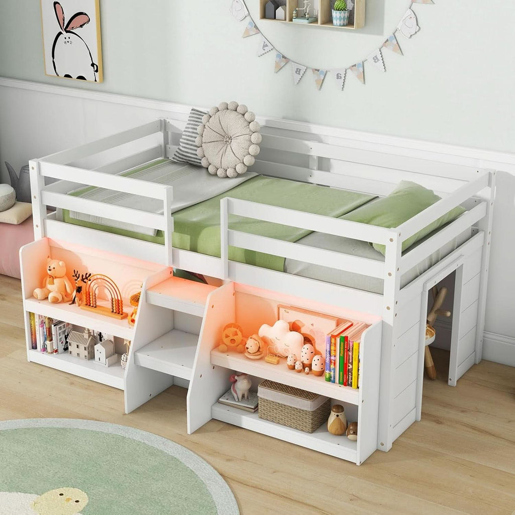 Twin Loft Bed With LED Lights And Durable Build Quality
