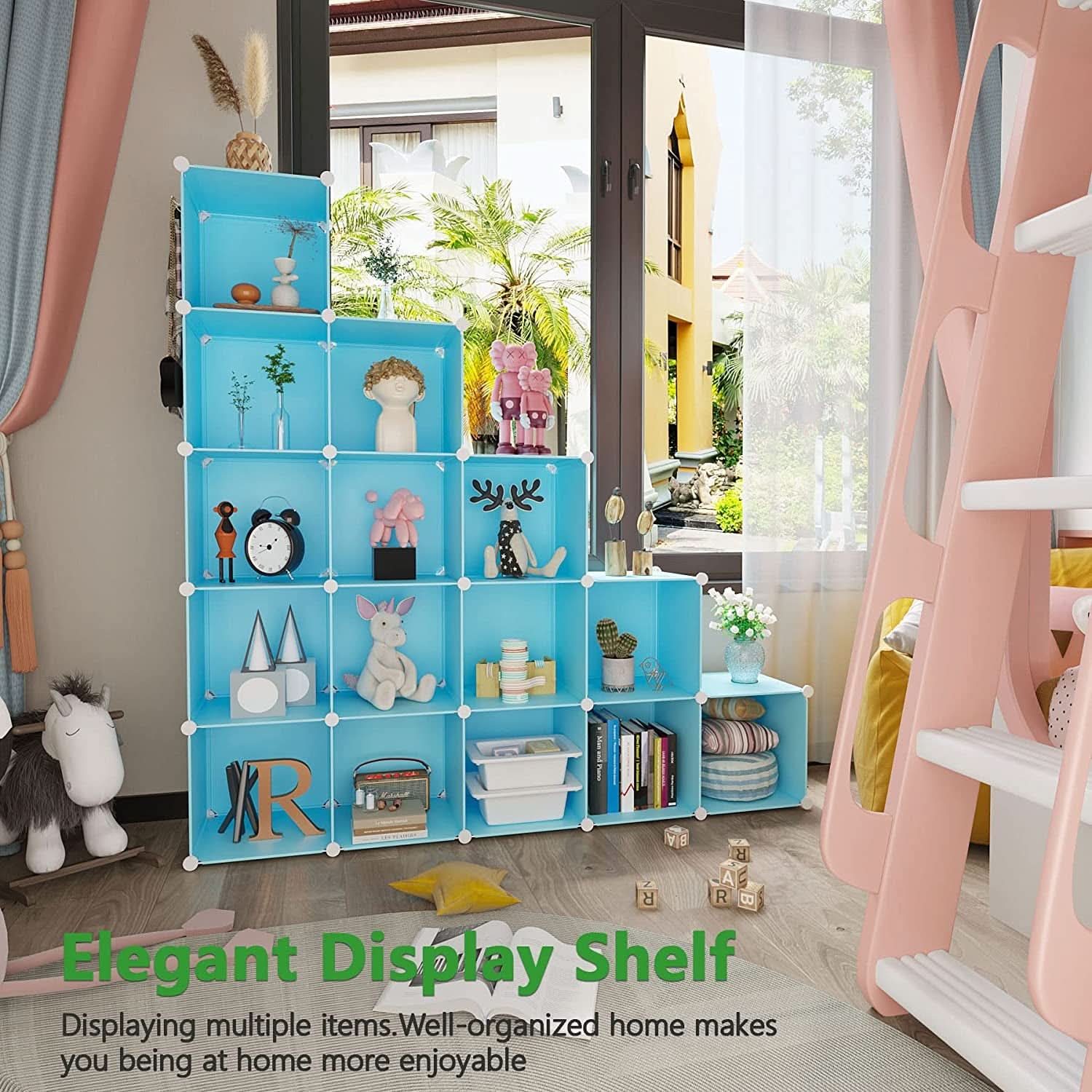 16-Cube Blue Storage Organizer for Home and Office