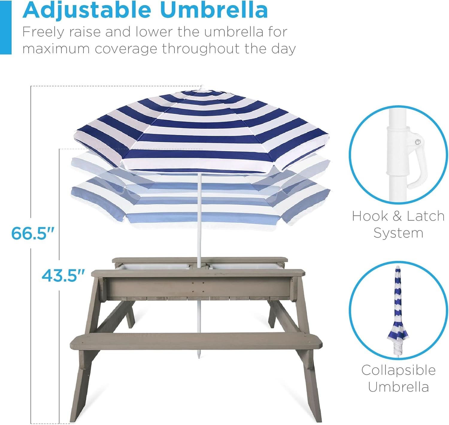 Gray Navy Kids Three In One Sand And Water Table Umbrella