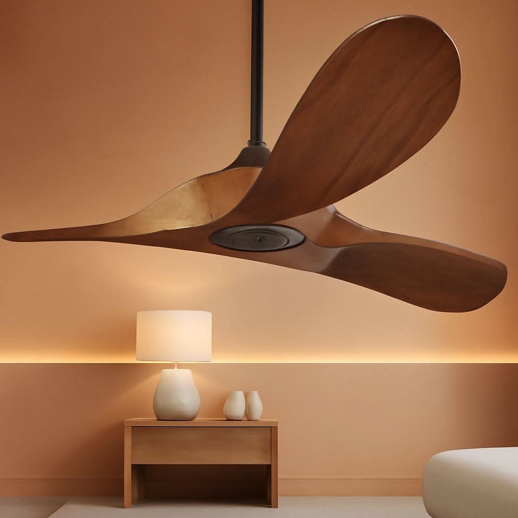 52 Inch Walnut Outdoor Ceiling Fan With Remote Control