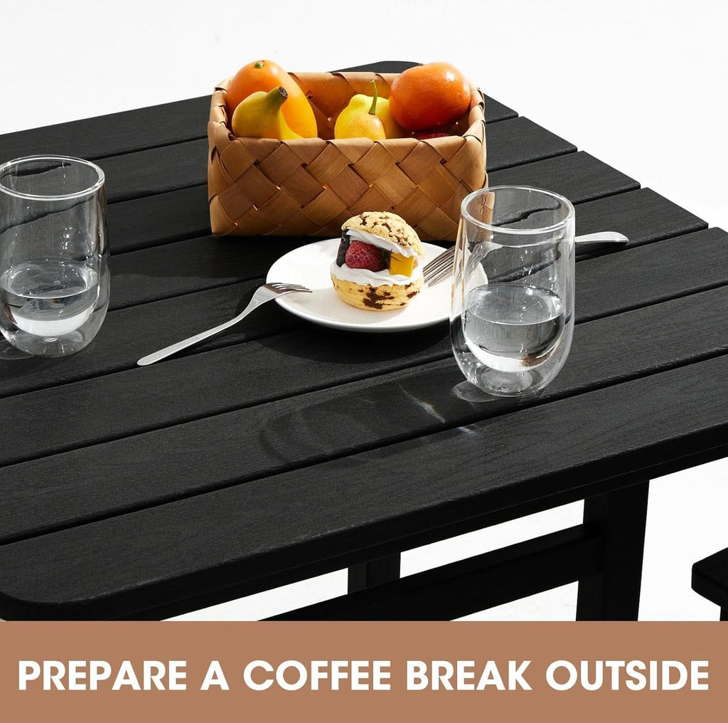 Black Balcony Adirondack Bar Chair Set With Table 3 Piece