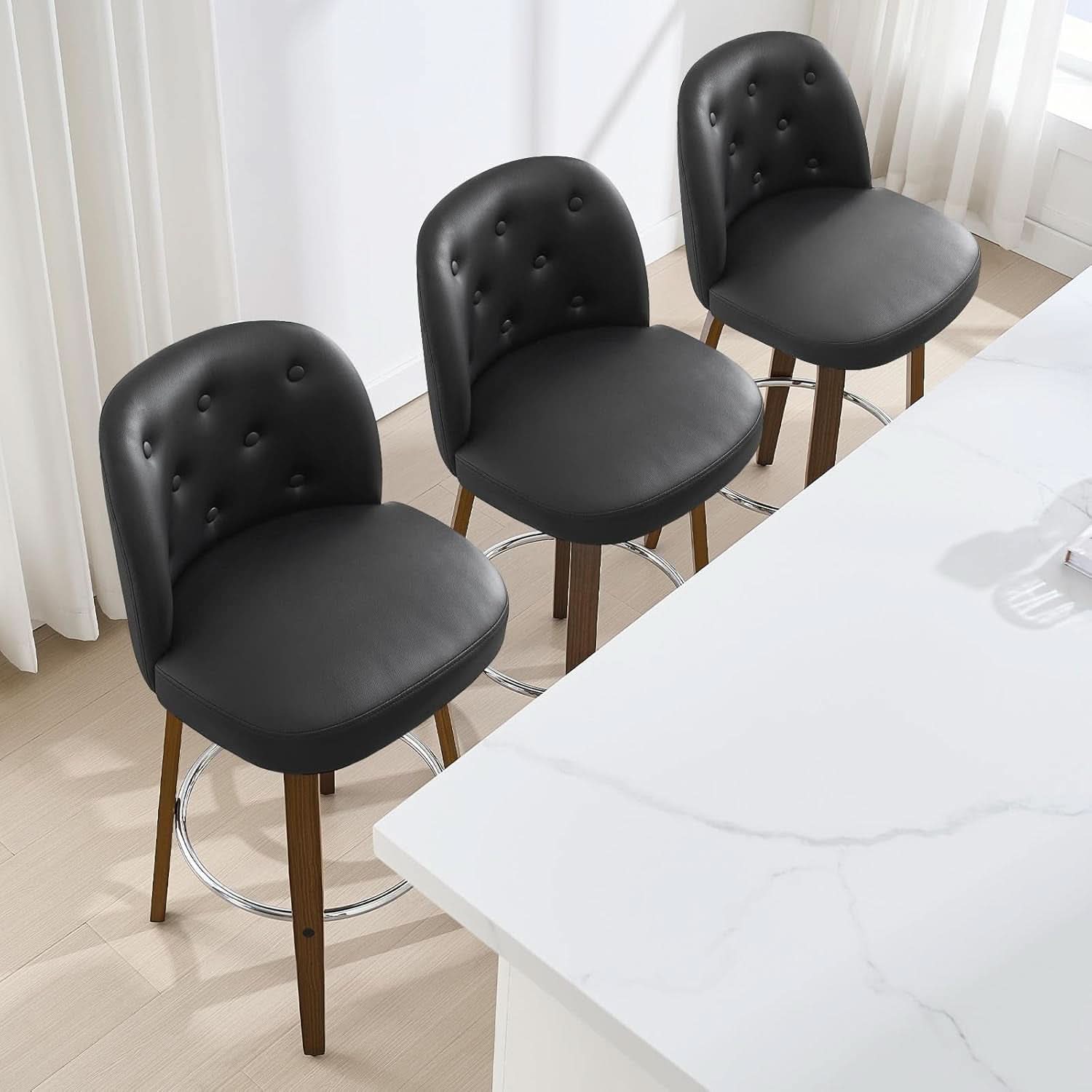 Bar Stools Set Of 4 26 Inch Black Counter Height Swivel