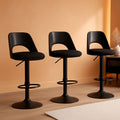 Bar Stools Set Of 3 Height Adjustable Swivel Black