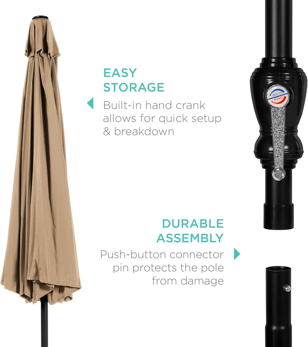 10 Foot Outdoor Steel Polyester Patio Umbrella Tan With Crank Tilt And Table Compatible