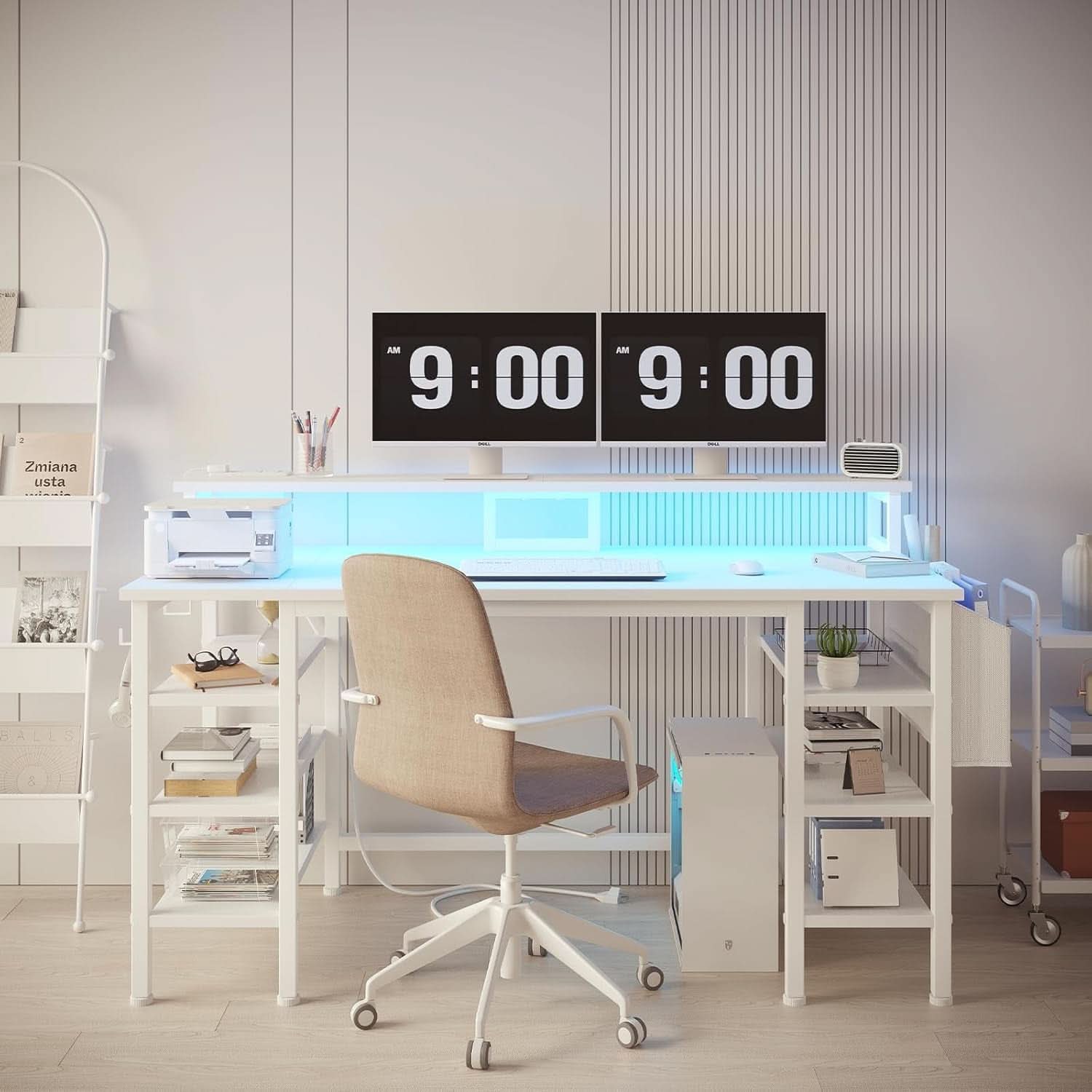 47 Inch Gaming Desk With LED Lights For Home Office Use
