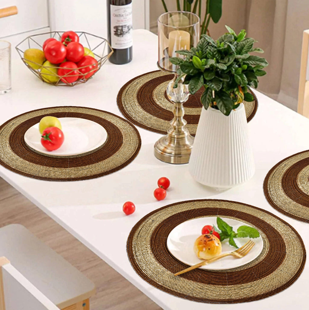 Dillen Grace – Beaded Placemats, The Dillen Collection Elegant Decorative Dining Table Décor 14 inch