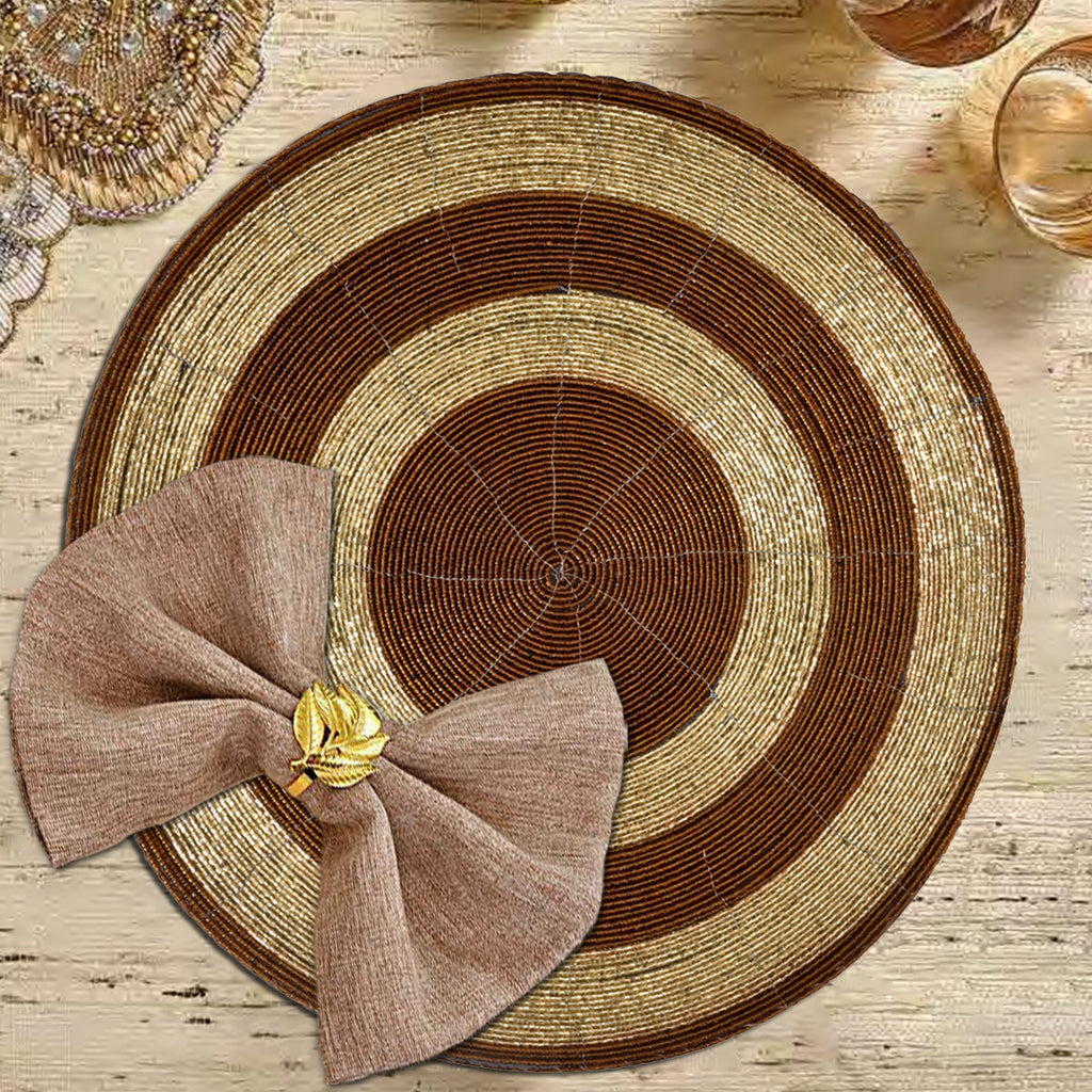 Dillen Grace – Beaded Placemats, The Dillen Collection Elegant Decorative Dining Table Décor 14 inch