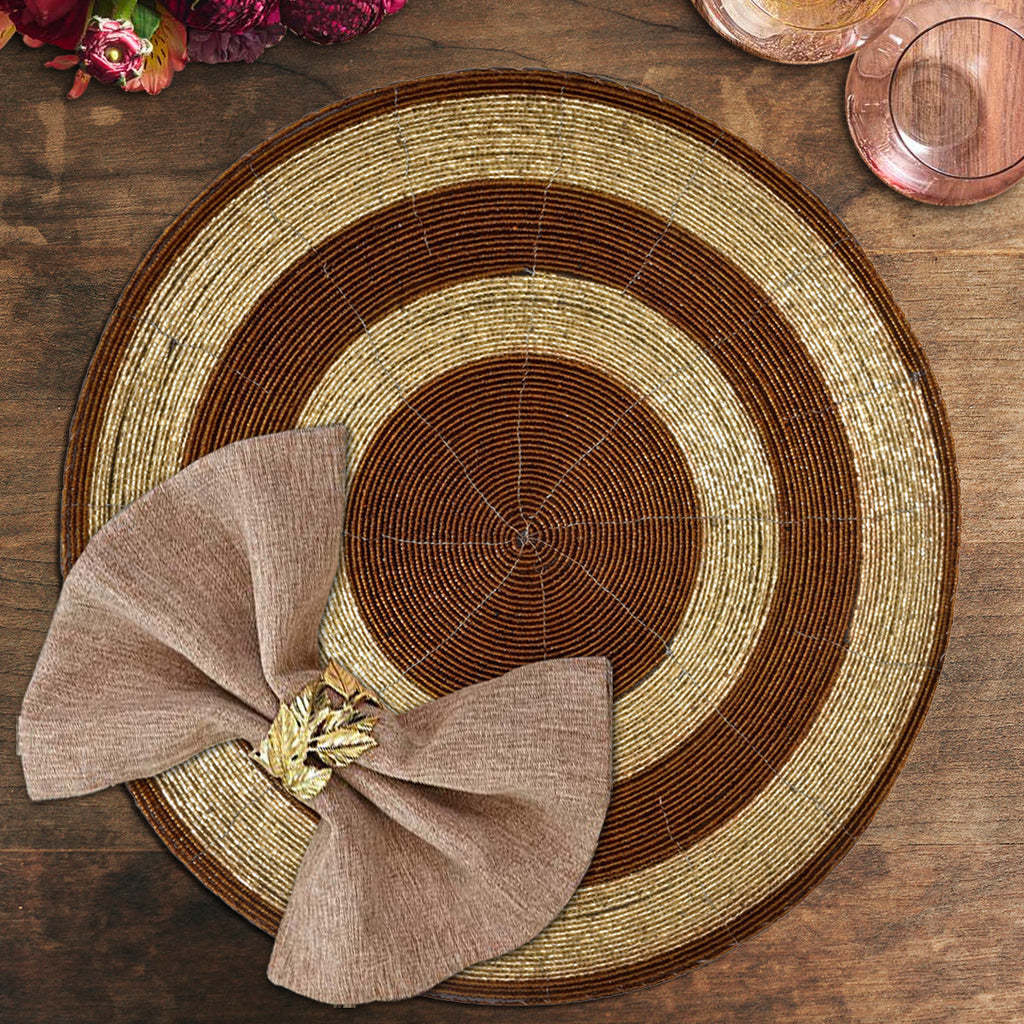Dillen Grace – Beaded Placemats, The Dillen Collection Elegant Decorative Dining Table Décor 14 inch