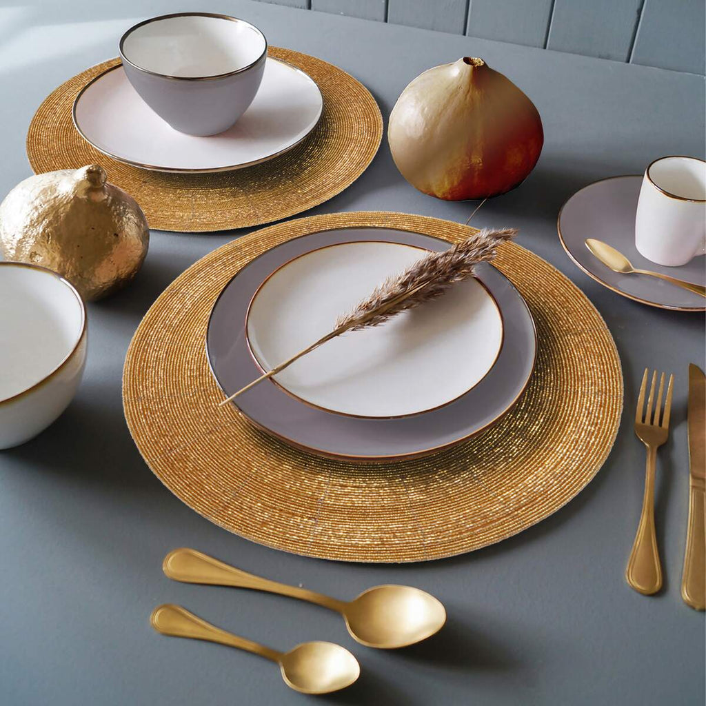 Everly Grace – Beaded Placemats, The Everly Collection Elegant Decorative Dining Table Décor 14 inch