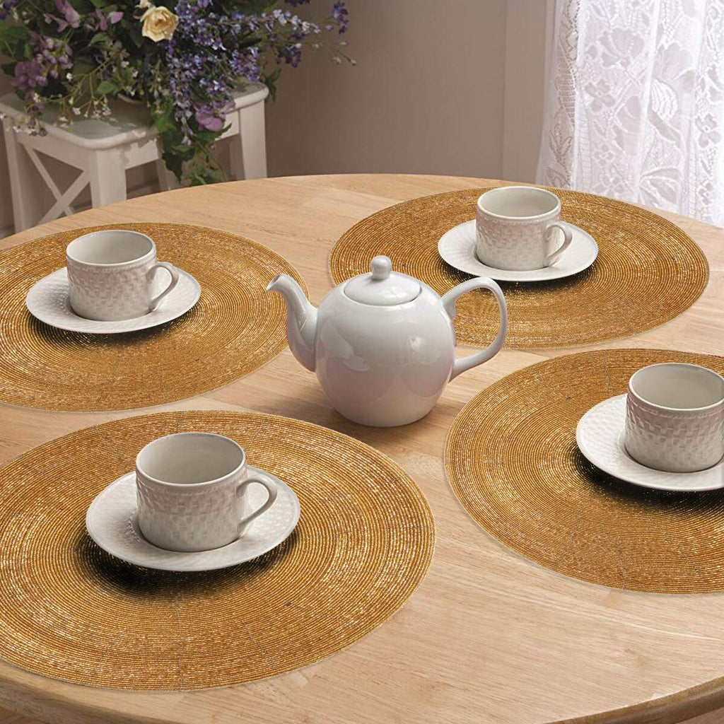 Everly Grace – Beaded Placemats, The Everly Collection Elegant Decorative Dining Table Décor 14 inch