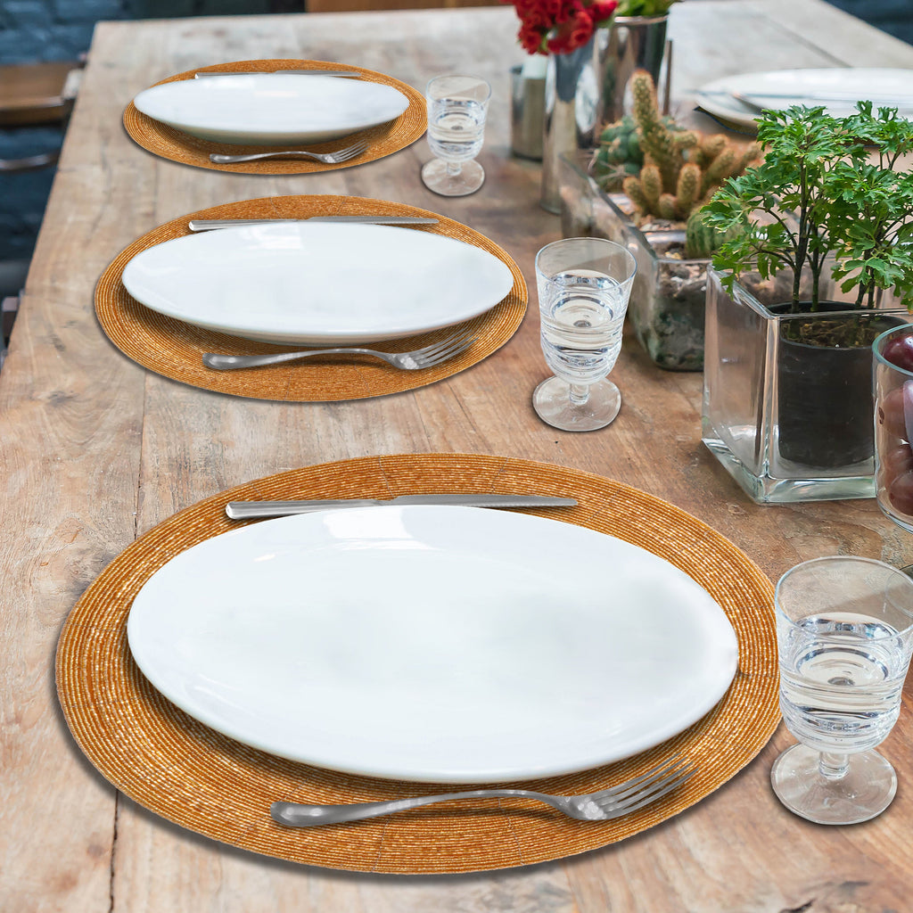 Everly Grace – Beaded Placemats, The Everly Collection Elegant Decorative Dining Table Décor 14 inch