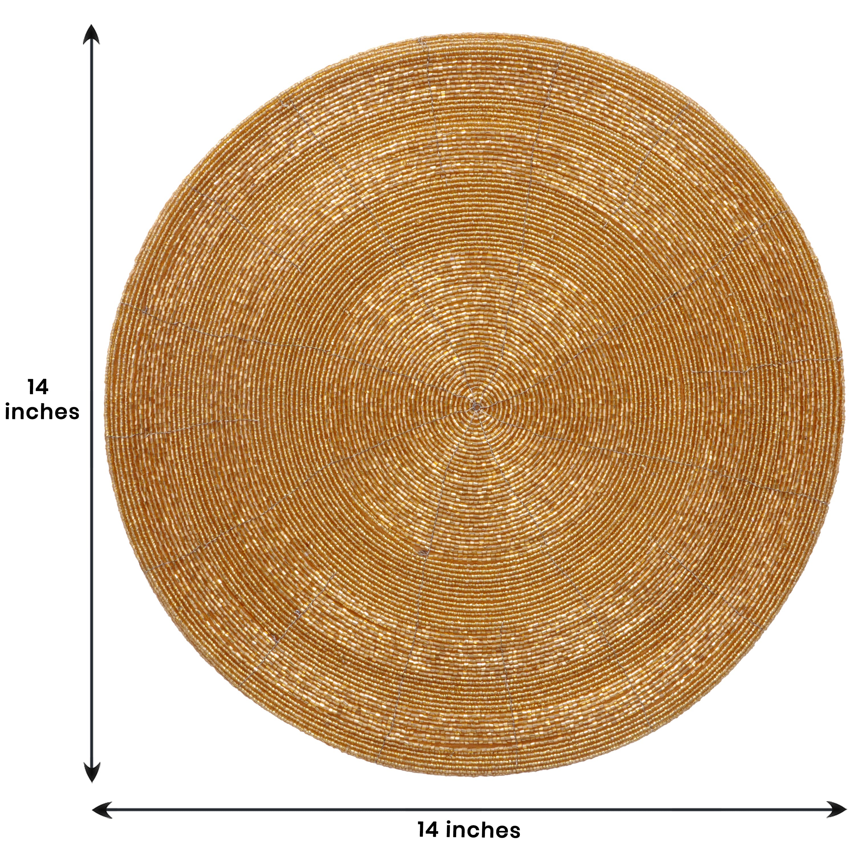 Everly Grace – Beaded Placemats, The Everly Collection Elegant Decorative Dining Table Décor 14 inch