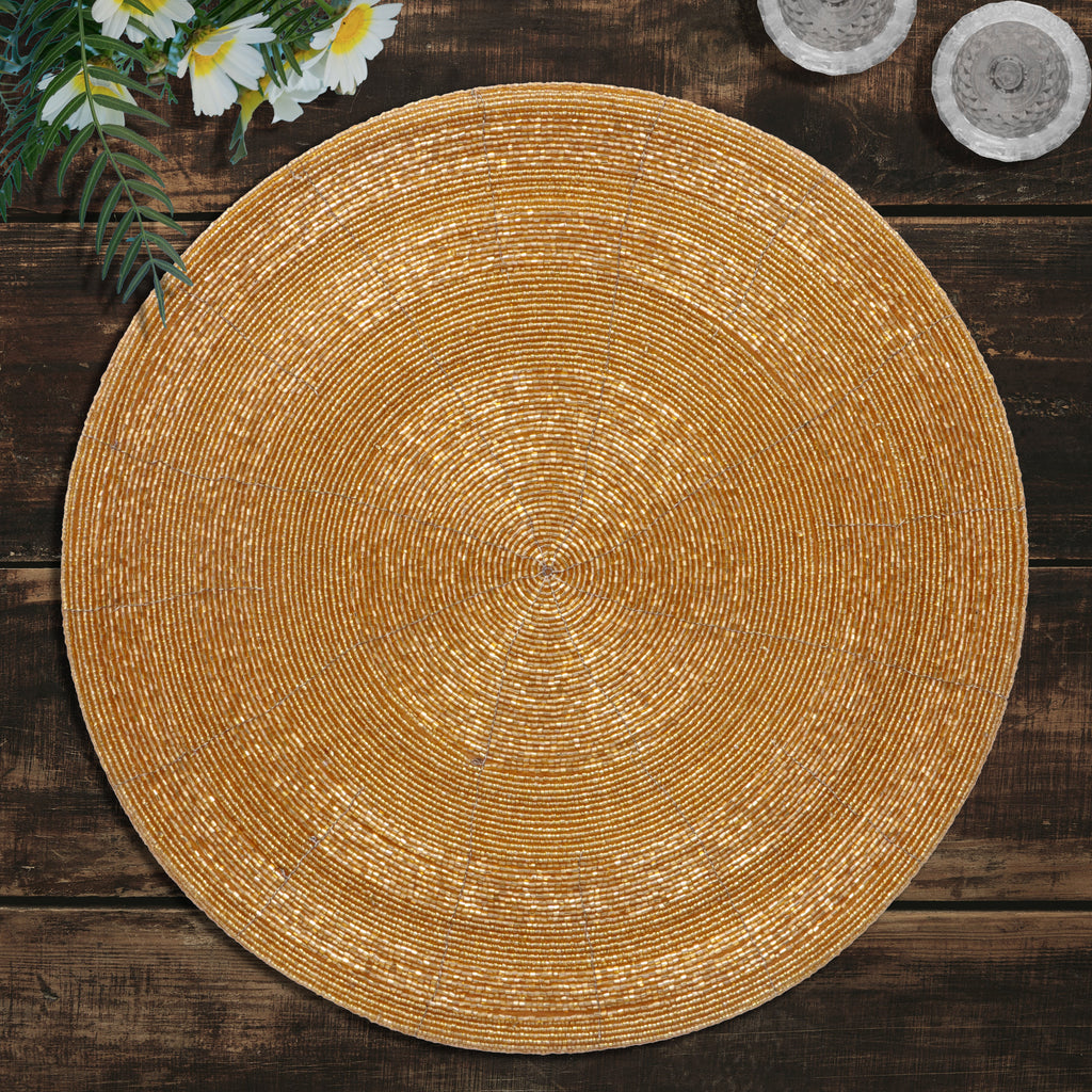 Everly Grace – Beaded Placemats, The Everly Collection Elegant Decorative Dining Table Décor 14 inch