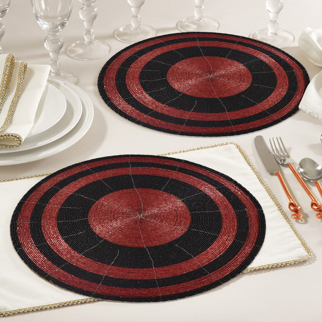 Charlier Grace – Beaded Placemats, The Charlier Collection Elegant Decorative Dining Table Décor 14 inch