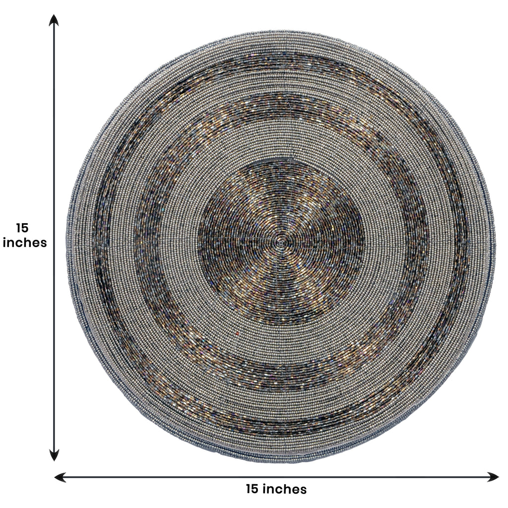 Vaiga Grace – Beaded Placemats, The Vaiga Collection Elegant Decorative Dining Table Décor 14 inch