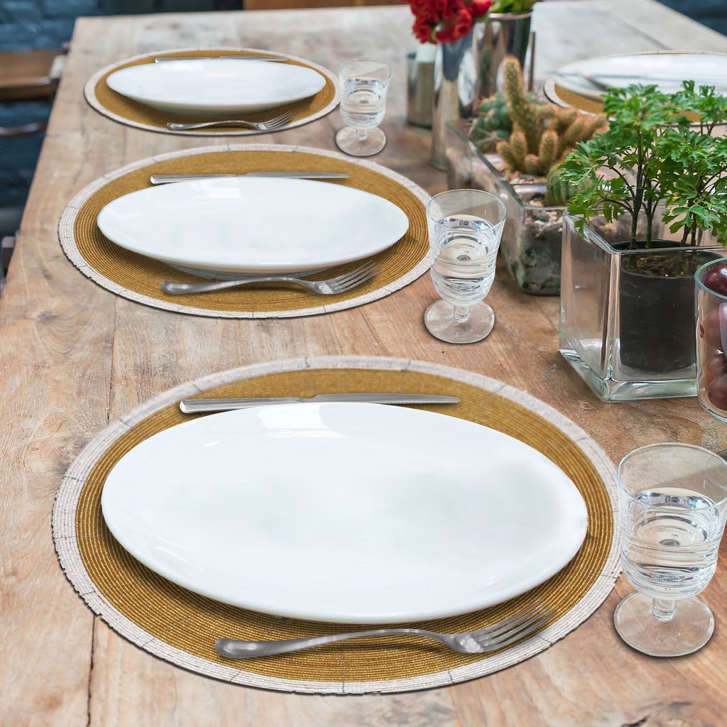 Amberly Grace – Beaded Placemats, The Amberly Collection Elegant Decorative Dining Table Décor 14 inch