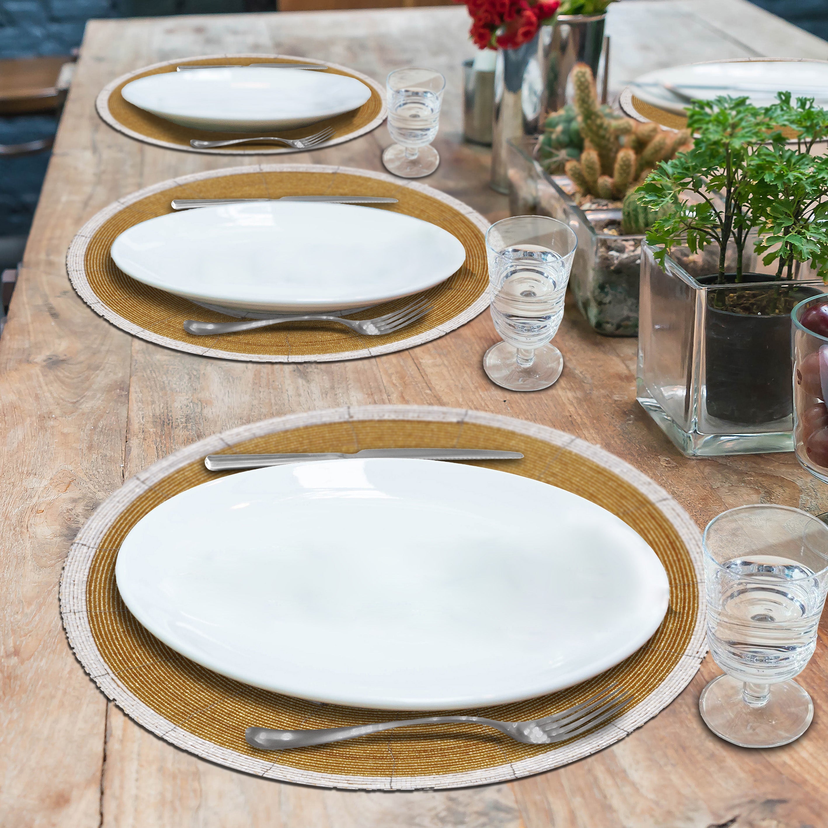 Amberly Grace – Beaded Placemats, The Amberly Collection Elegant Decorative Dining Table Décor 14 inch