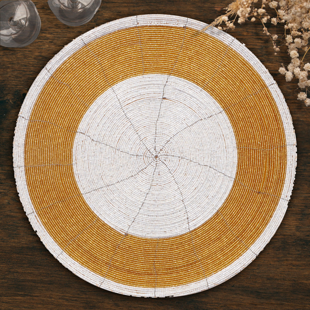 Amberly Grace – Beaded Placemats, The Amberly Collection Elegant Decorative Dining Table Décor 14 inch