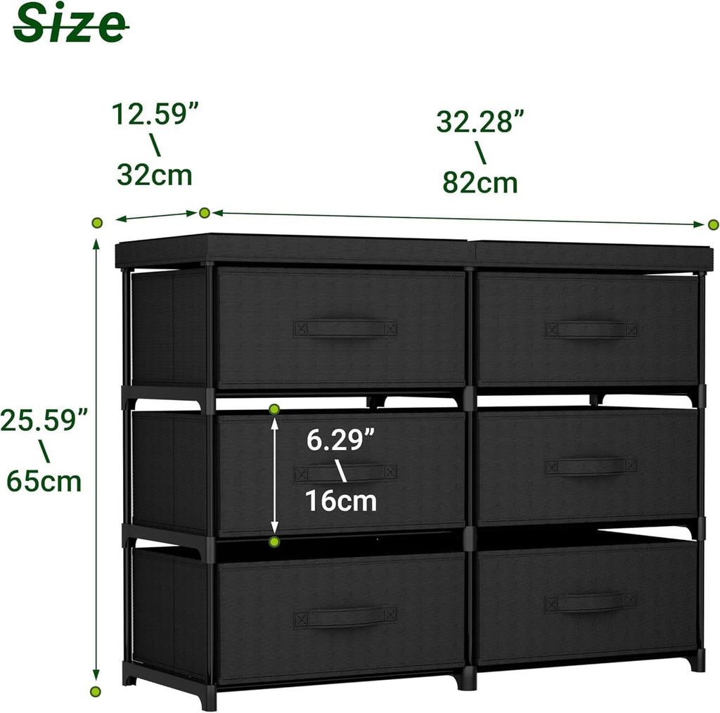Fabric Dresser With Six Drawers Metal Frame And Wooden Top