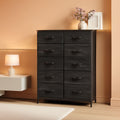Charcoal Black 10 Drawer Fabric Storage Tower For Bedroom