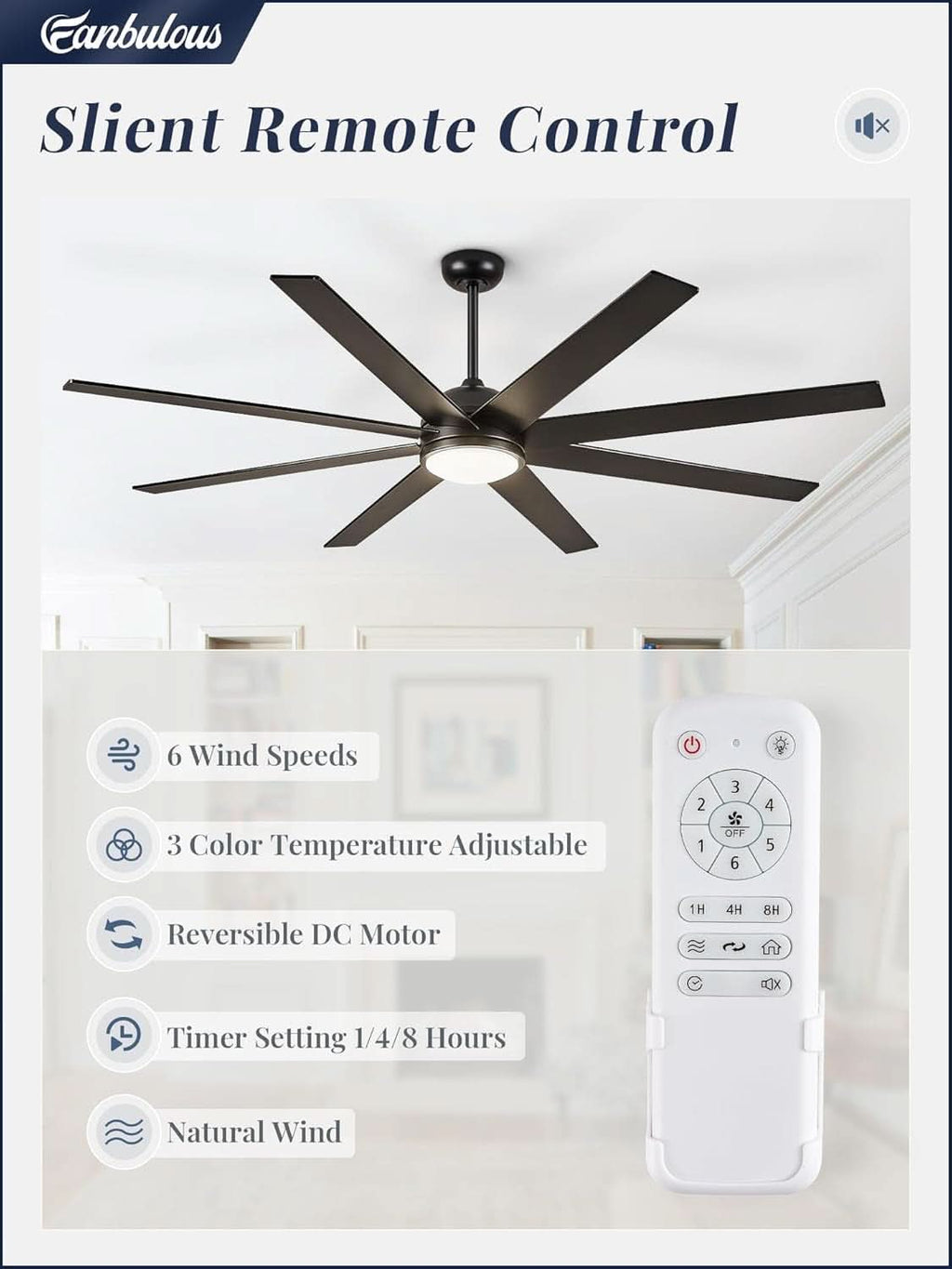 65 Inch Ceiling Fan With Lights Remote Black Indoor Outdoor