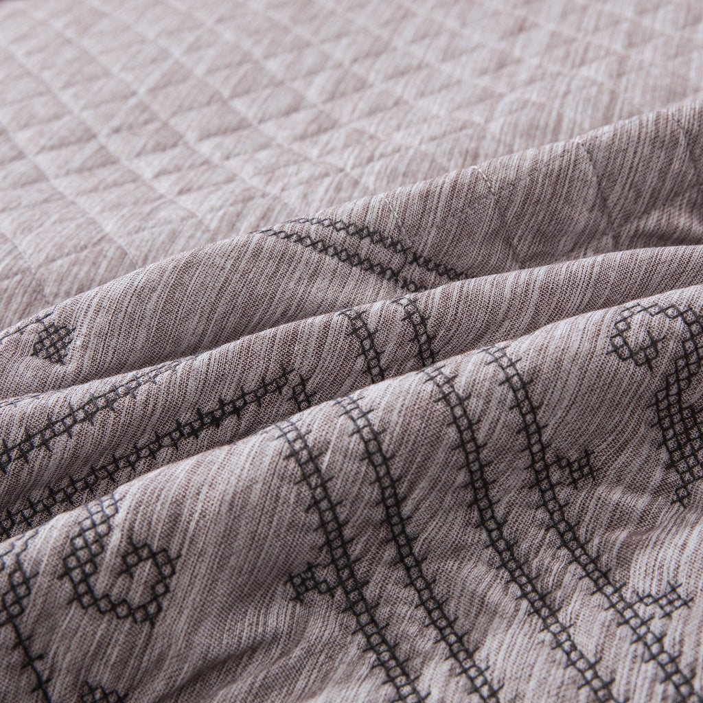 DaDa Bedding Whimsical Lavender Grey Cottage Soft Quilted Coverlet Bedspread Set (JHW866)