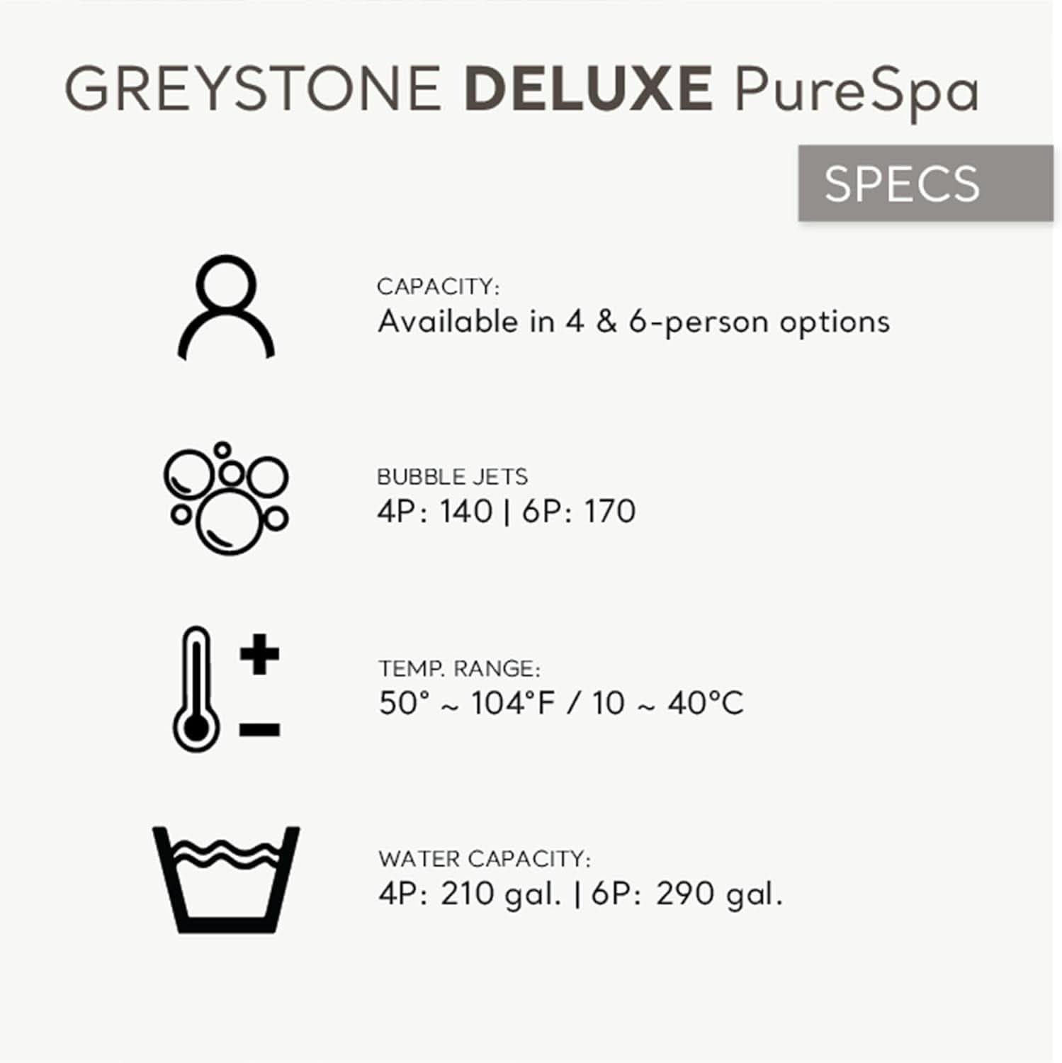 Purespa Plus Greystone 4-Person Inflatable Hot Tub with Jets