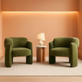 Velvet Green Barrel Armchairs Set Of 2 For Living Room Decor