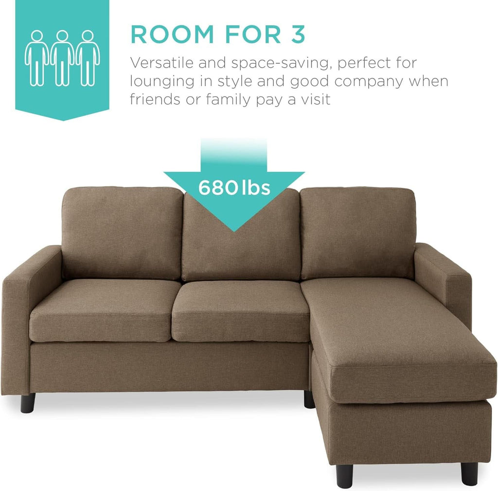 Brown L Shape Sectional Sofa With Reversible Ottoman