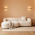 White Boucle Curved Sectional Sofa Modular Living Room