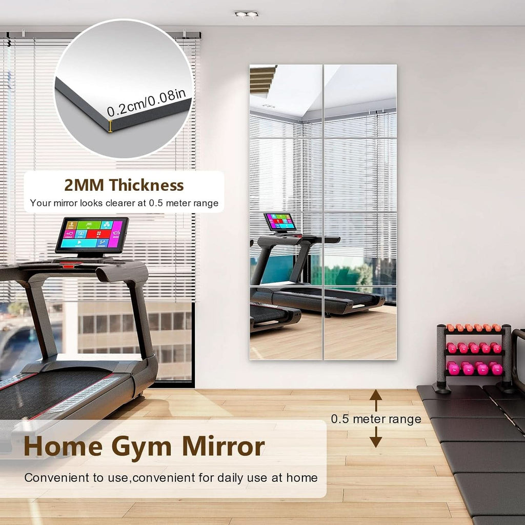 Set Of 4 12x12 Inch Acrylic Mirror Tiles For Wall Decor