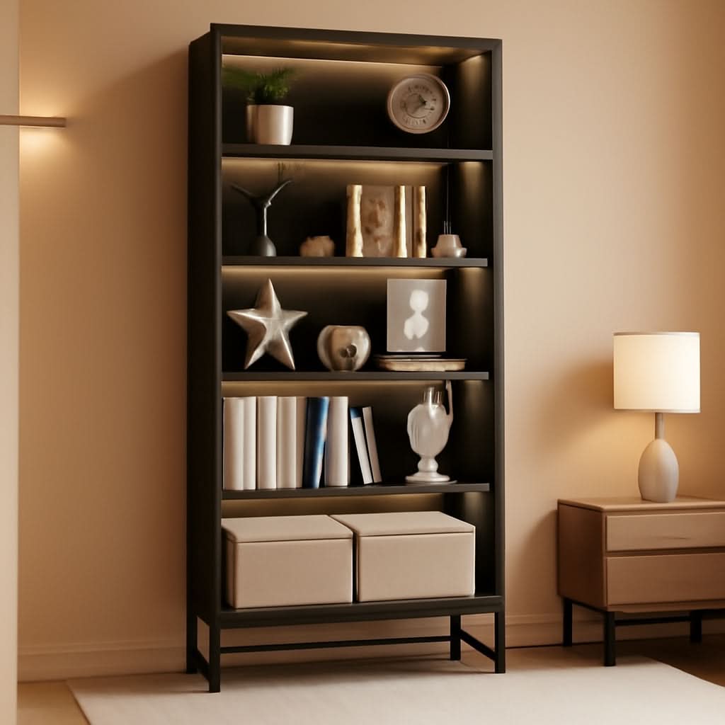 Tall Bookcase 70.8 Inch Led Lights For Living Room