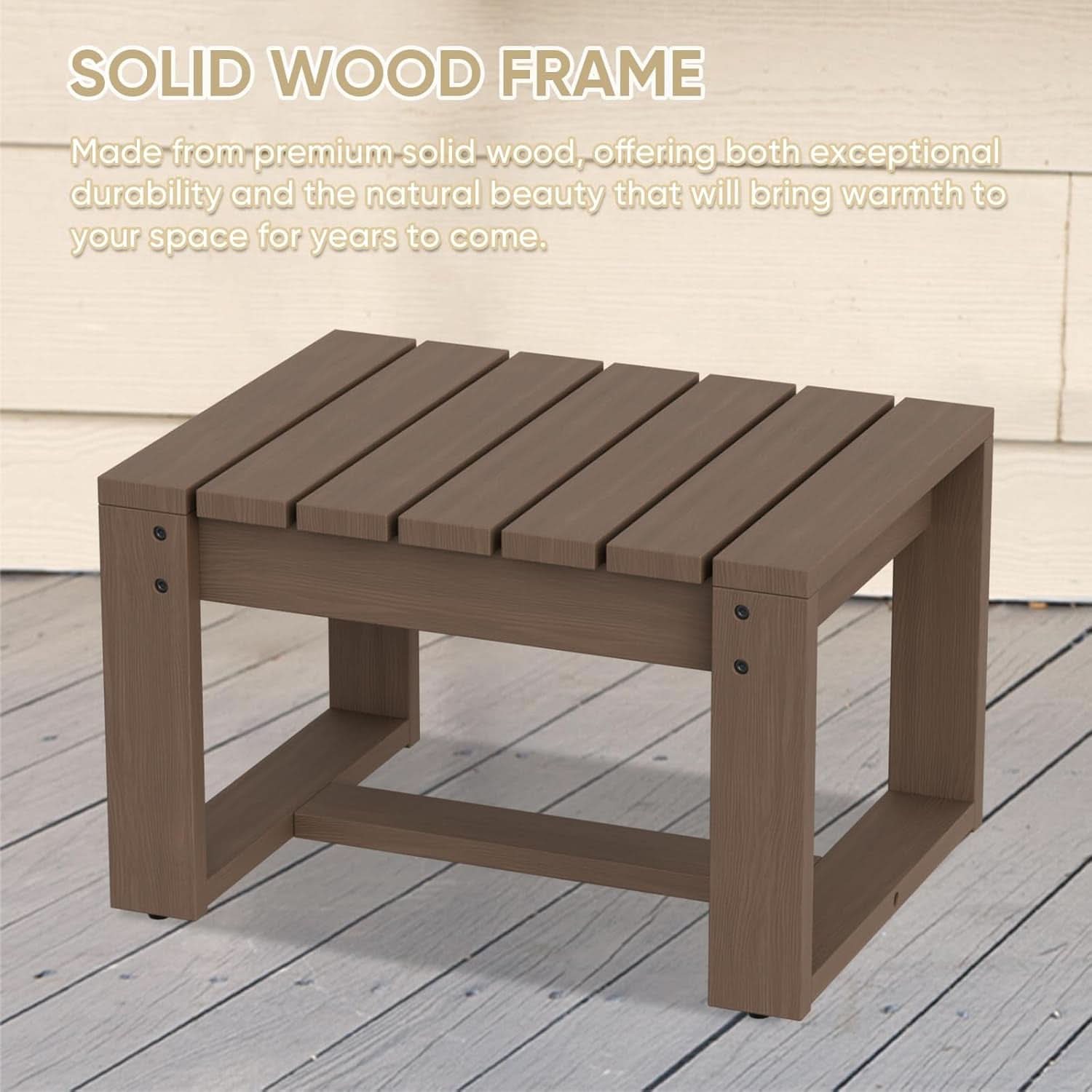 Natural Cedar Outdoor Patio Ottomans Removable Cushions