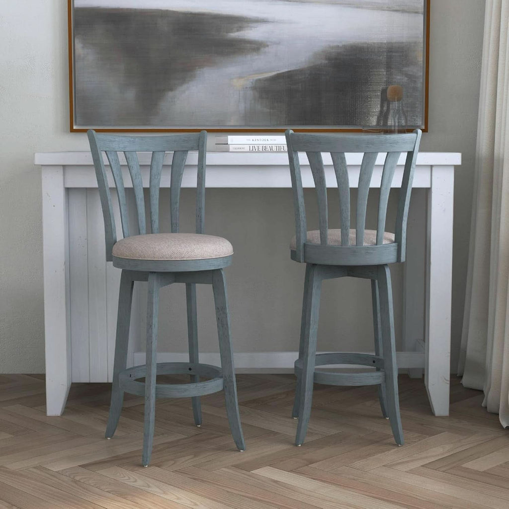 Bar Height Swivel Stool 30 Inch Blue Wire Brush Finish