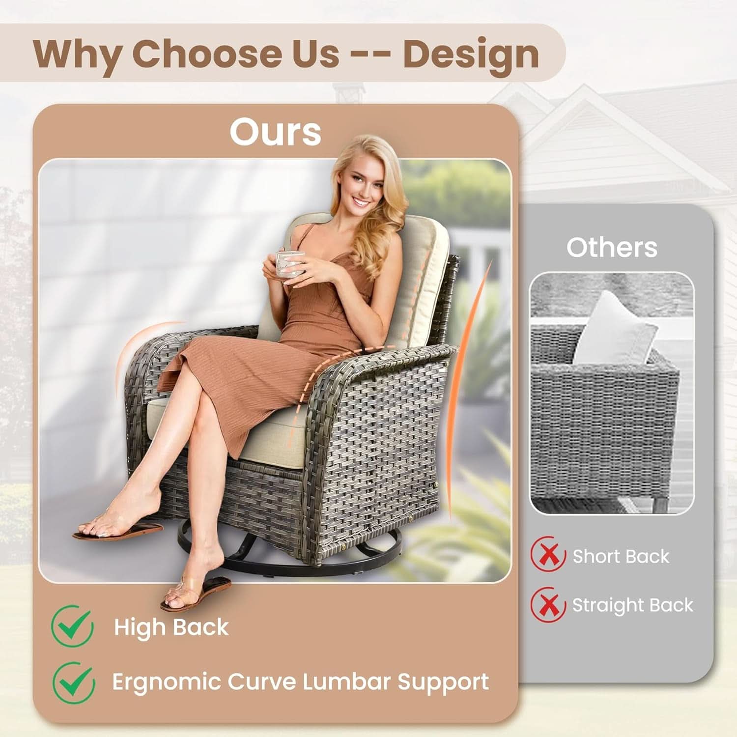 Beige All Weather Wicker Patio Furniture Conversation Set