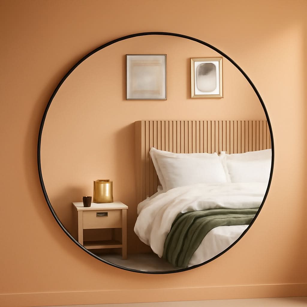 34 Inch Circle Mirror Titanium Finish For Entryways