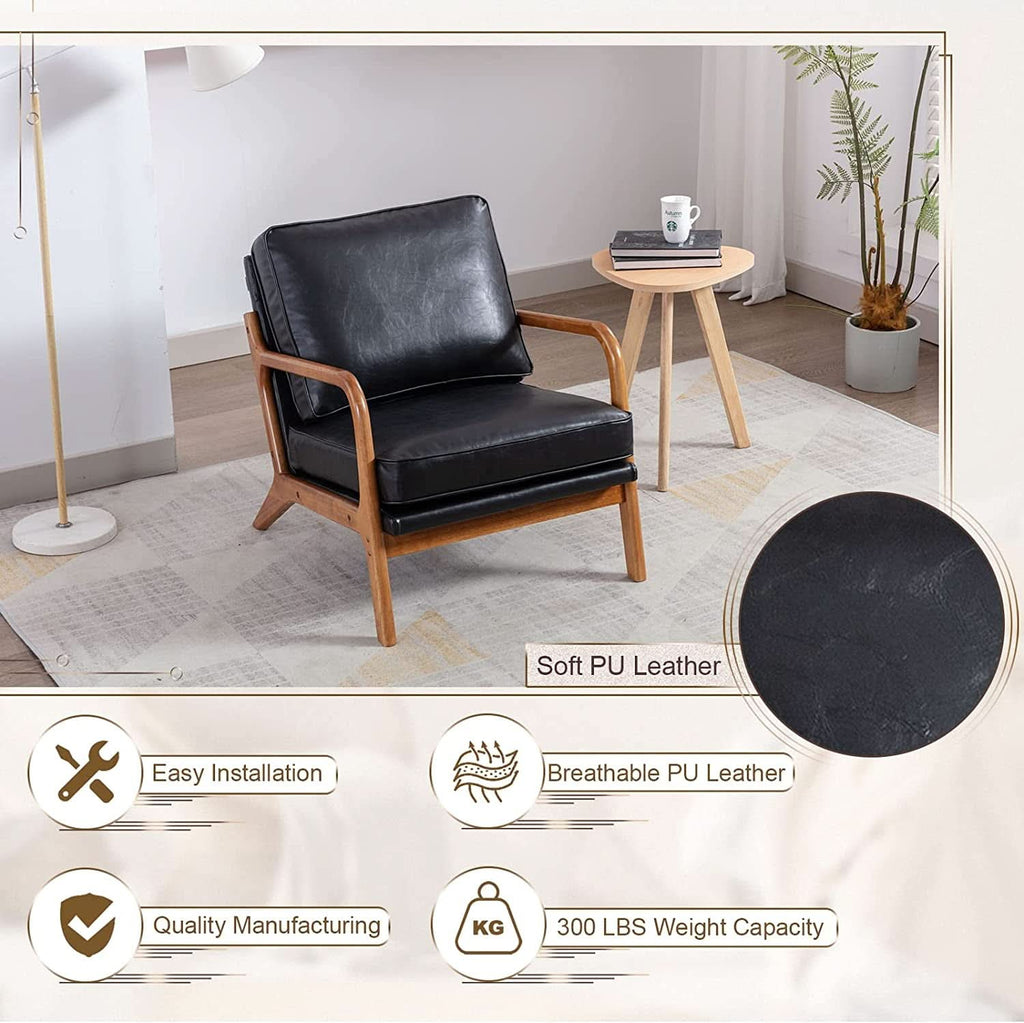 Modern Black Accent Chair With Thick Cushioned Seat