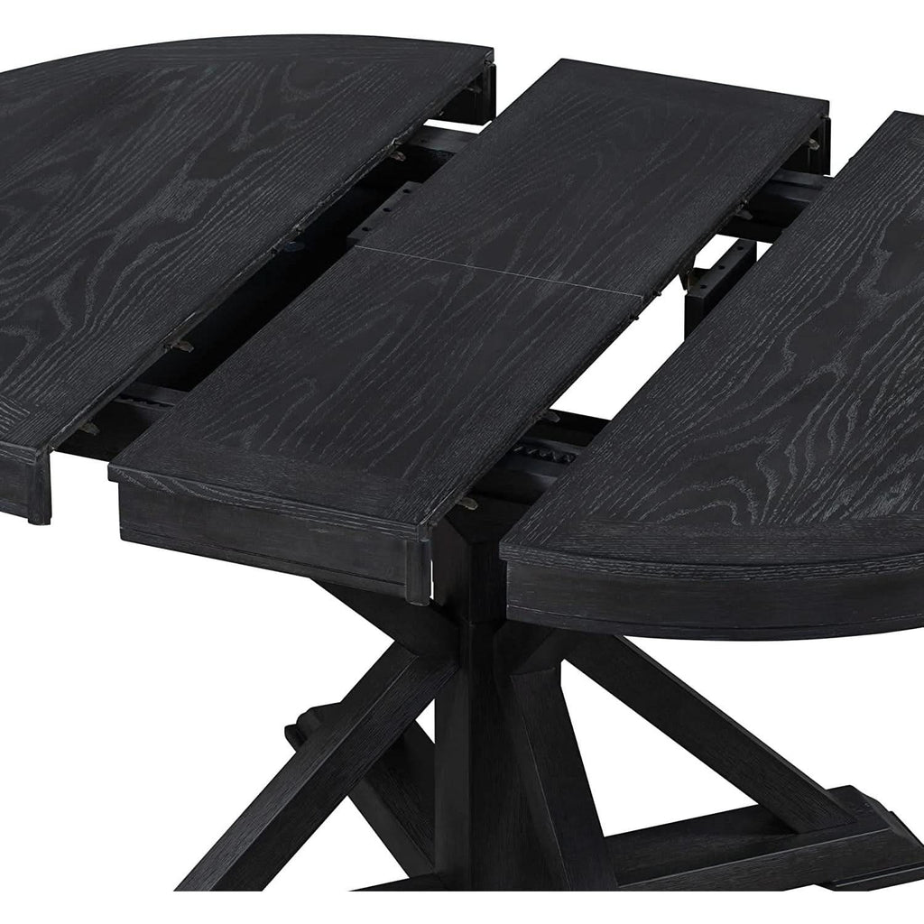 Extendable Round Dining Table Set 5 Piece Modern Farmhouse Style