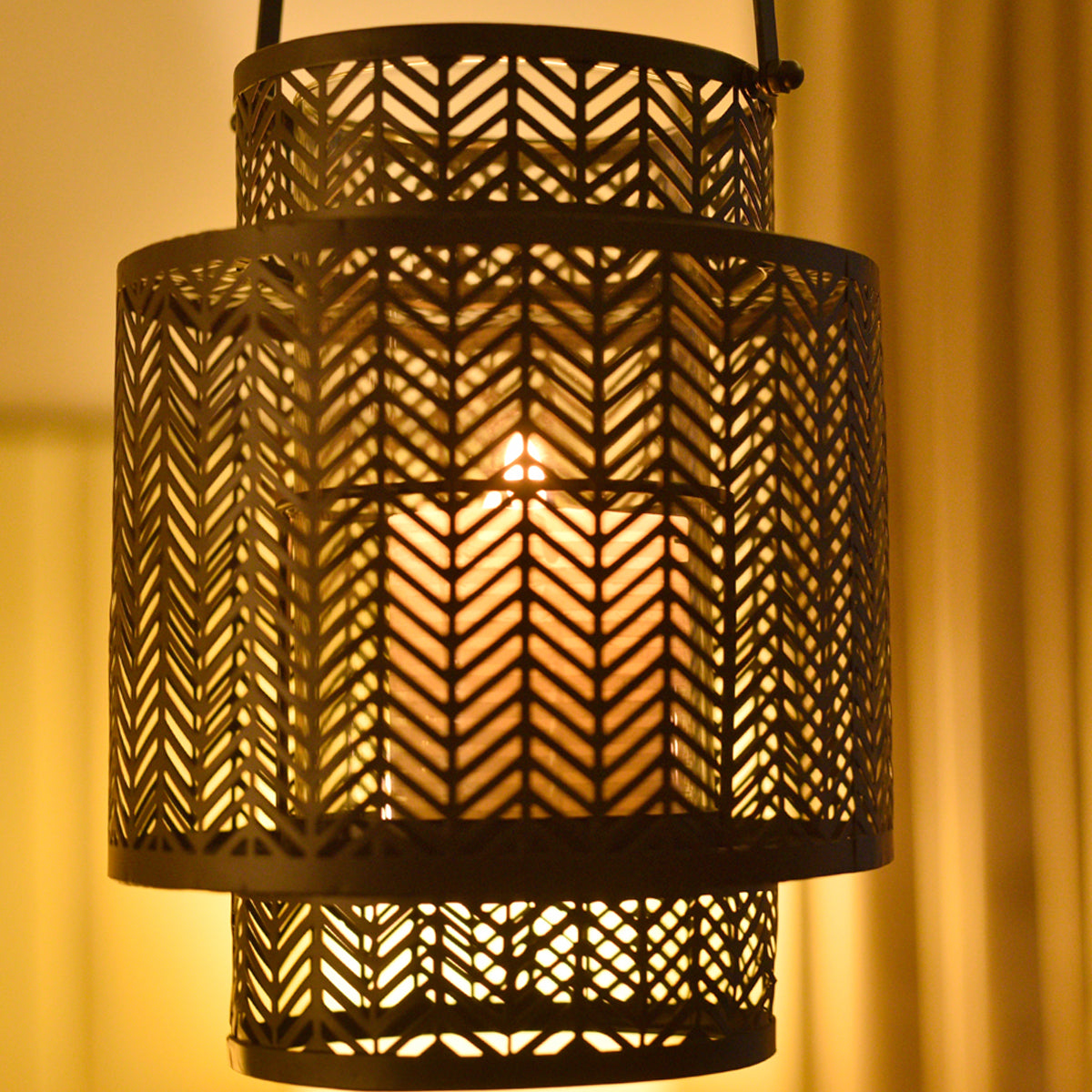 Black Hanging Candle Holder Lantern