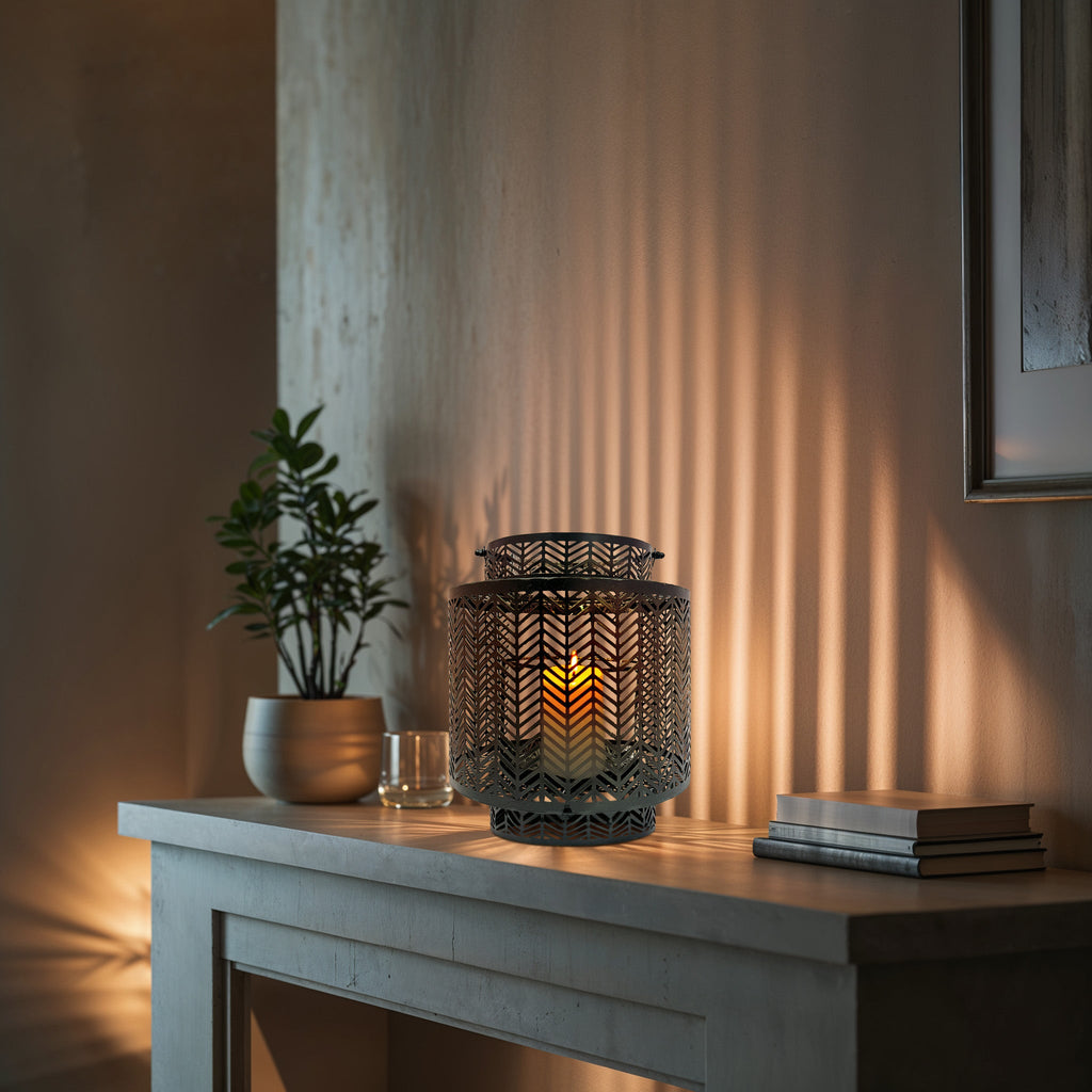 Black Hanging Candle Holder Lantern