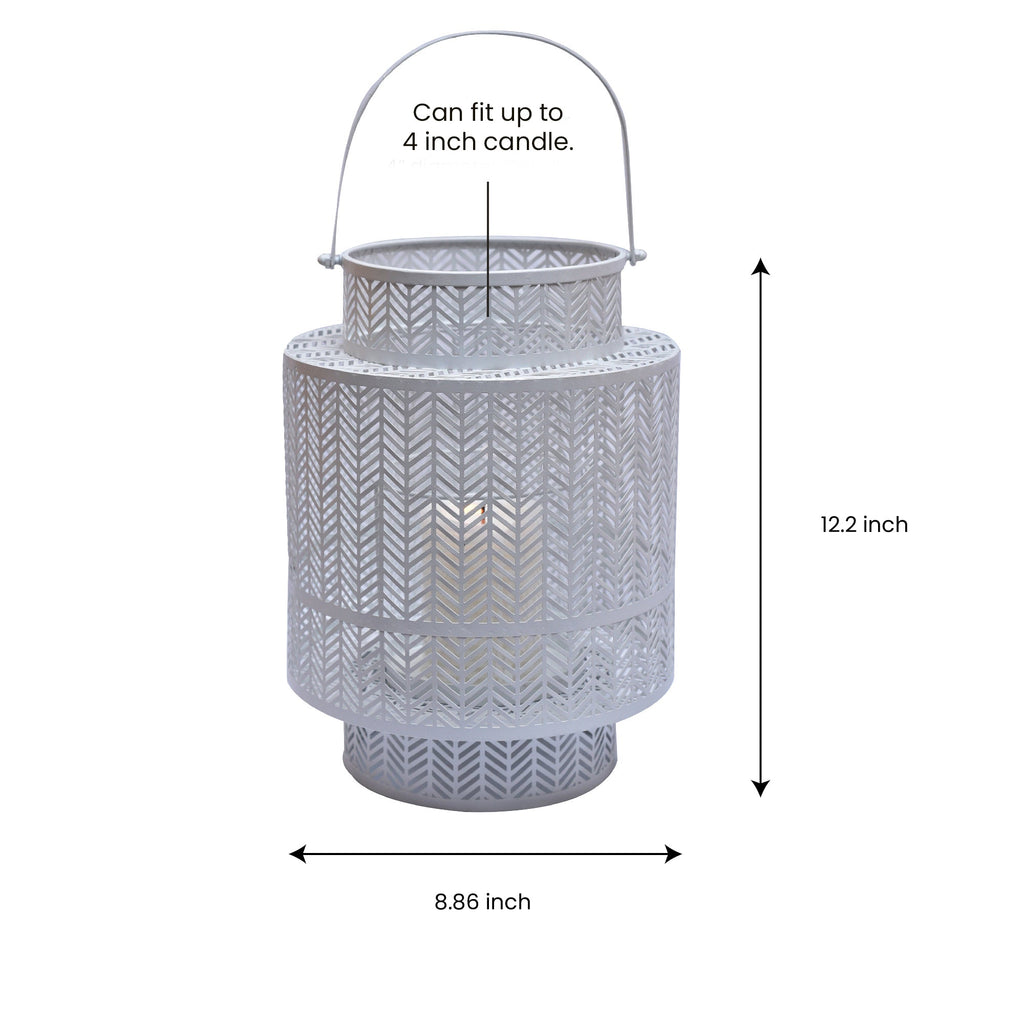 White Hanging Candle Holder Lantern