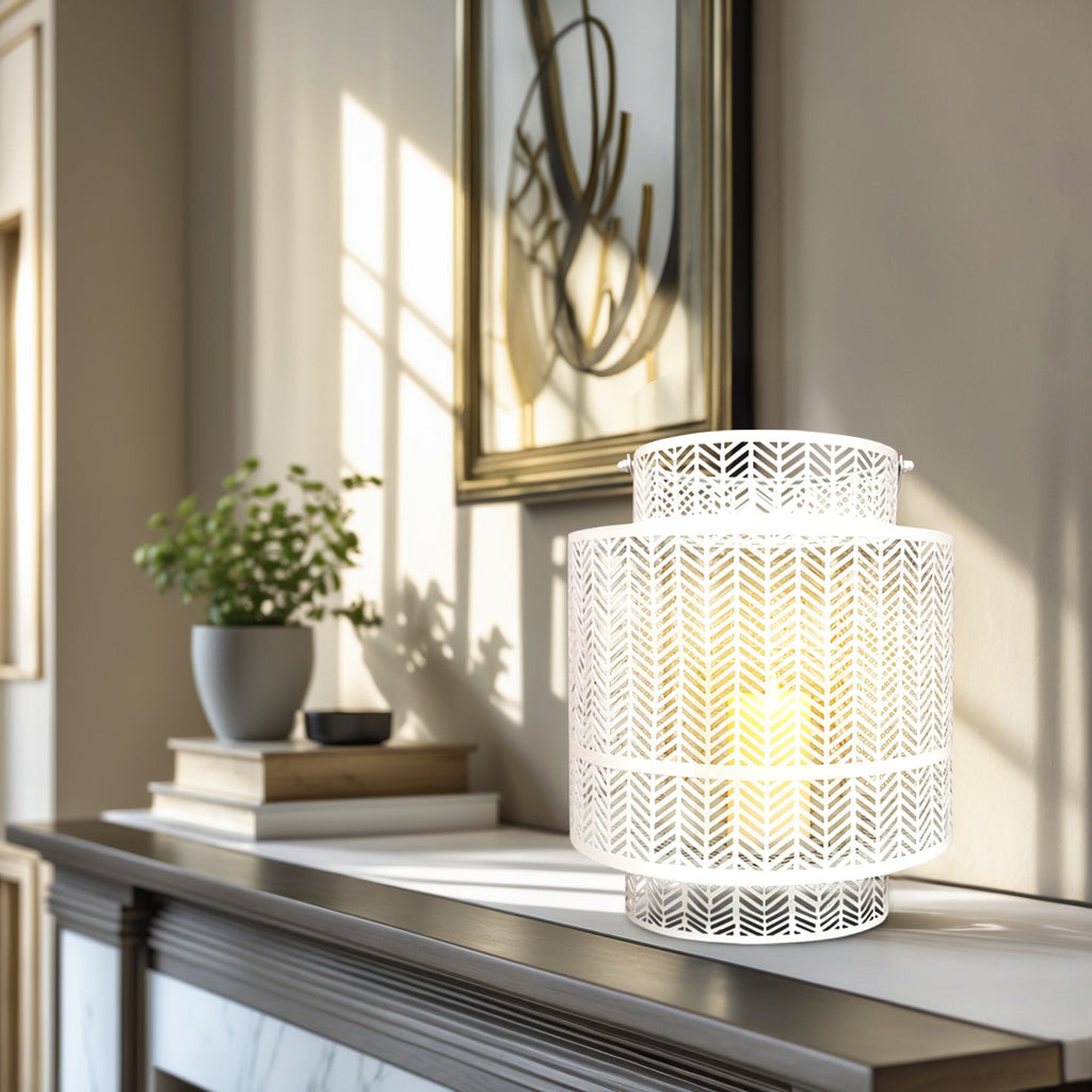 White Hanging Candle Holder Lantern