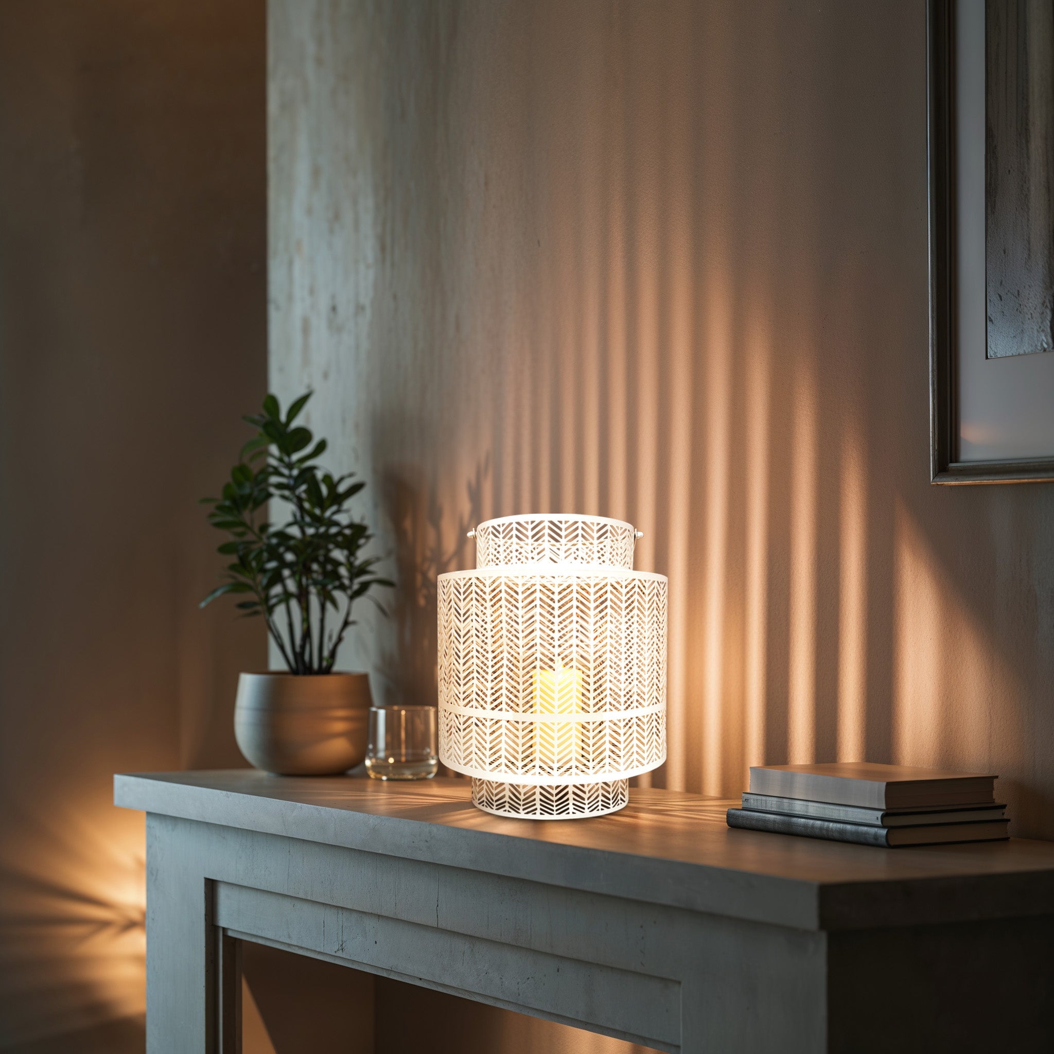 White Hanging Candle Holder Lantern
