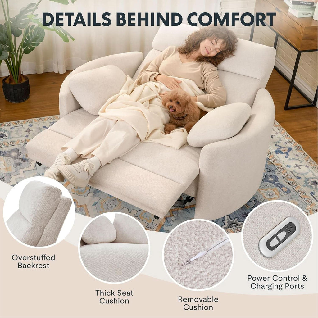 54 Inch Power Recliner Chair With USB Type C Ports Gray