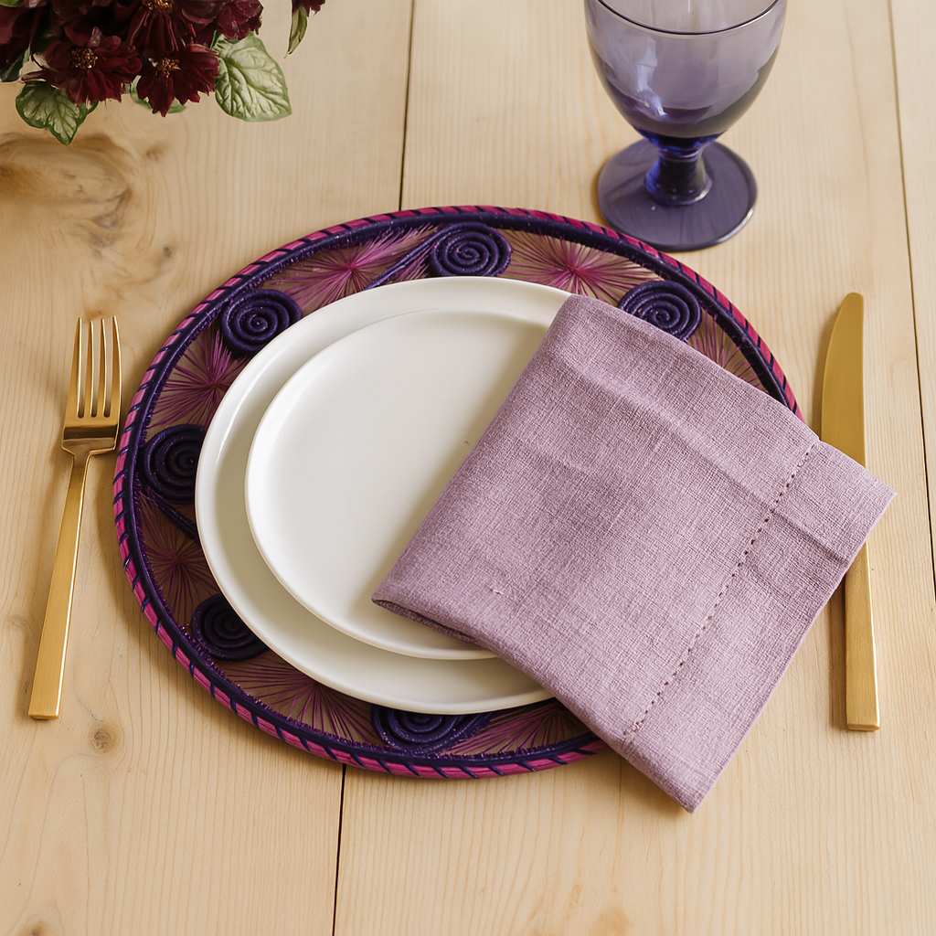 Passion Bloom Caracol Handwoven Iraca Placemat - Lilly Pulitzer inspired style