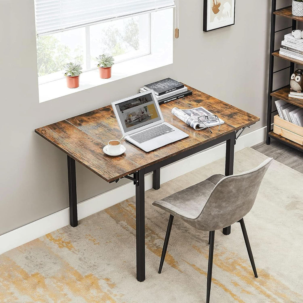 Folding Dining Table Drop Leaf Extendable Brown For Small Spaces Seats 2 To 4