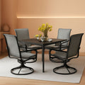 Patio Dining Set For 4 All Weather Furniture With Grey Sling Swivel Chairs