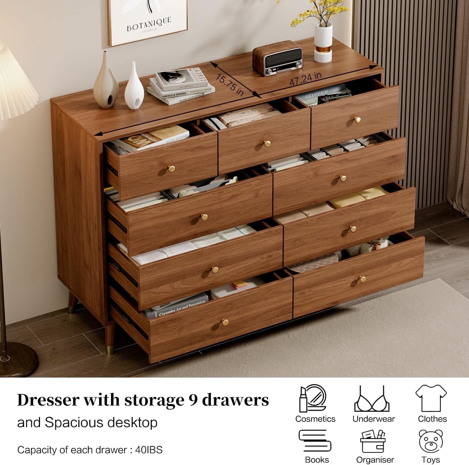 Dark Espresso Storage Cabinet Dresser With Anti Tip