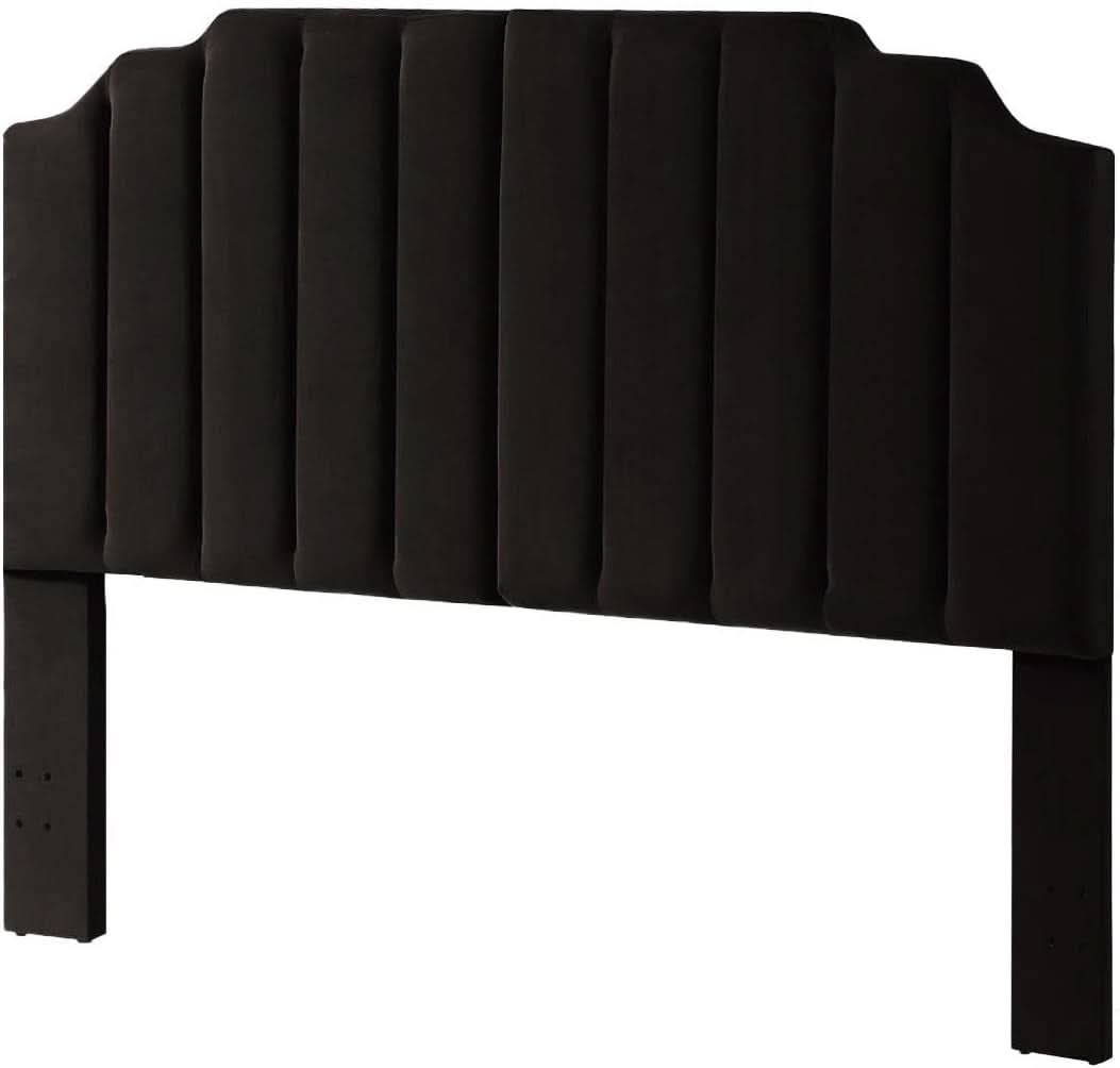 Elegant Black Velvet Tufted King Upholstered Headboard
