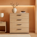 Oak Structure Four Drawer Chest With Silver Bar Handles